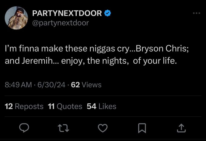 PARTYNEXTDOOR Disses Chris Brown, Jeremih & Bryson Tiller For Featuring His Ex In Music Video
