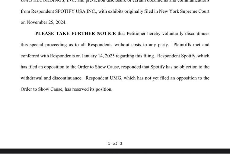 Drake Withdraws Petition Filing Against UMG & Spotify